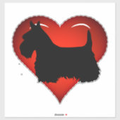 Schotse Terrier/ zwarte silhouet/ rode hart Sticker (Vel)