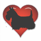 Schotse Terrier/ zwarte silhouet/ rode hart Sticker (Voorkant)