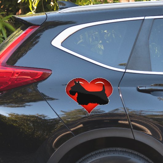 Schotse Terrier/ zwarte silhouet/ rode hart Sticker (Auto Zijkant)