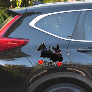 Schotse Terrier/ zwarte silhouet roze/blauwe halsb Sticker