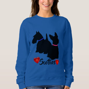 Schotse Terrier/ zwarte silhouet roze/blauwe halsb Trui