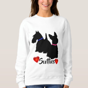 Schotse Terrier/ zwarte silhouet roze/blauwe halsb Trui