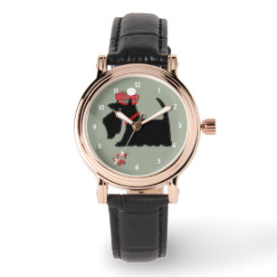 Schotse terrierhond in schattig tartan Pet Horloge