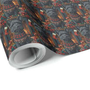 Schotse Terrierhond met kerstcadeaus  Cadeaupapier