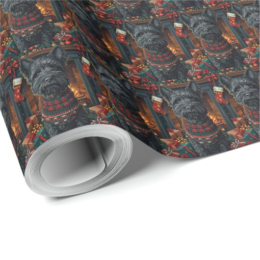 Schotse Terrierhond met kerstcadeaus Cadeaupapier (Rol Hoek)