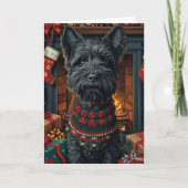 Schotse Terrierhond met kerstcadeaus Kaart (Voorkant)