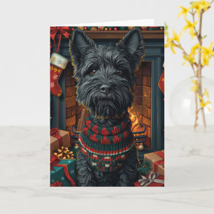 Schotse Terrierhond met kerstcadeaus Kaart