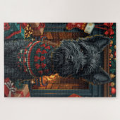 Schotse Terrierhond Met Kerstcadeaus Legpuzzel (Horizontaal)