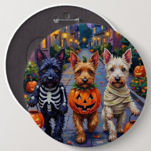 Schotse Terrierhonden in Halloween-kostuums Ronde Button 6,0 Cm