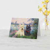 Schotse Terriers (2-BW) - Aan de Seine Kaart (Gele Bloem)