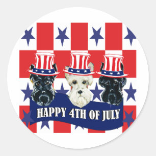 Schotse Terriërs 4 juli Ronde Sticker