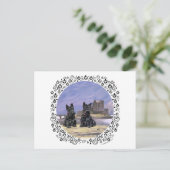 Schotse Terriërs bij Kasteel Eilean Donan Briefkaart (Staand voorkant)