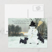 Schotse Terriërs Bouwen een Sneeuwman Briefkaart (Voorkant / Achterkant)