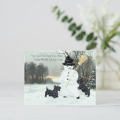 Schotse Terriers bouwen een Snowman Briefkaart (Staand voorkant)