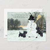 Schotse Terriers bouwen een Snowman Briefkaart (Voorkant / Achterkant)