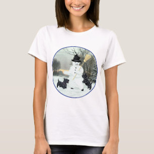 Schotse Terriërs bouwen sneeuwman T-shirt