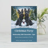 Schotse Terriërs en Sneeuwman Kerstfeest Kaart (Staand voorkant)