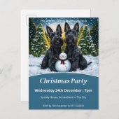 Schotse Terriërs en Sneeuwman Kerstfeest Uitnodiging Briefkaart (Voorkant / Achterkant)
