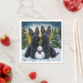 Schotse Terriërs en Sneeuwman Kerstmis Servet (Insitu)