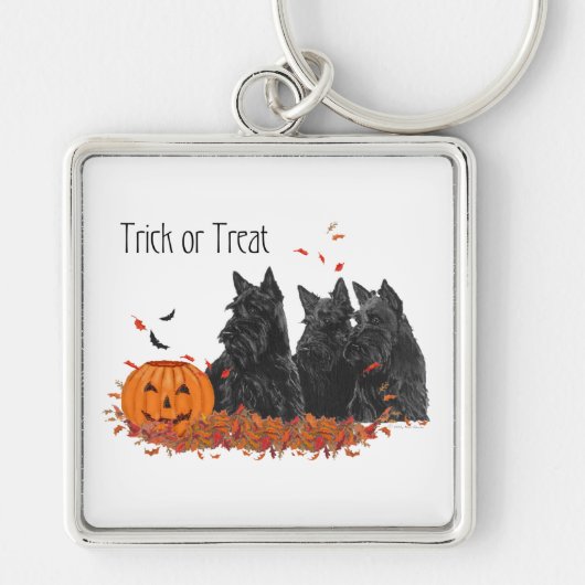 Schotse Terriërs Halloween Sleutelhanger (Voorkant)