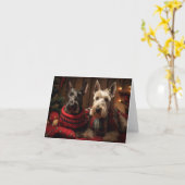Schotse Terriers Kerst Kaart (Gele Bloem)