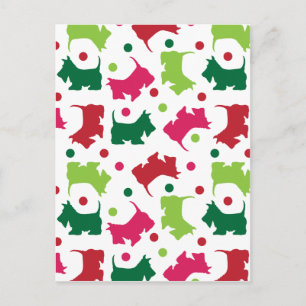 Schotse Terriers Kerst Patroon Feestdagenkaart