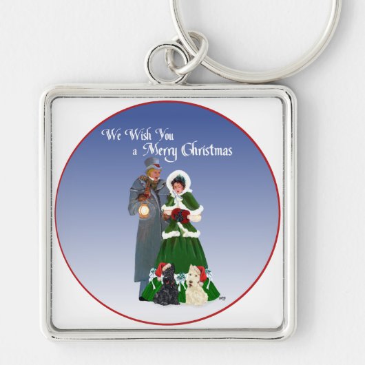 Schotse Terriërs Kerstliederen Sleutelhanger (Voorkant)