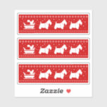 Schotse Terriers Kerstslee Vakantie Sticker<br><div class="desc">Grappige illustratie van een team van Schotse honden die de slee van de Kerstman trekken met een eekhoorn. Deze humoristische Schotse Terriers sticker is geweldig voor het afdichten van enveloppen,  plakken op waterflessen,  notitieboeken of zelfs uw auto. Set van 3 stickers verkrijgbaar in verschillende maten.</div>