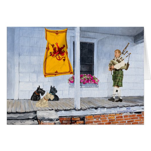 Schotse Terriers met Bagpiper (Voorkant Horizontaal)