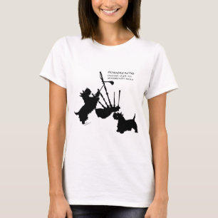 Schotse Terriërs met Great Highland Dudelsack T-shirt