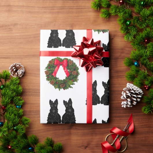 Schotse Terriërs met Kerstkrans Cadeaupapier (Feestdagen Geschenken)