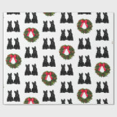 Schotse Terriërs met Kerstkrans Cadeaupapier (Vlak)