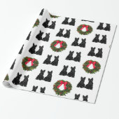 Schotse Terriërs met Kerstkrans Cadeaupapier (Uitgerold)