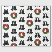 Schotse Terriërs met Kerstkrans Cadeaupapier (Vlak)