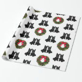Schotse Terriërs met Kerstkrans Cadeaupapier (Uitgerold)