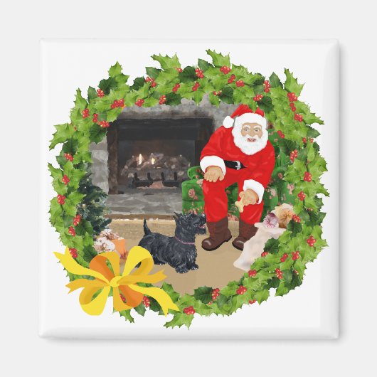 Schotse terriërs met Kerstmis Magneet (Voorkant)