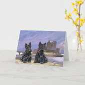 Schotse Terriers op Eilean Donan Castle Kaart (Gele Bloem)