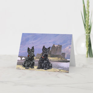 Schotse Terriers op Eilean Donan Castle Kaart