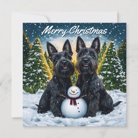 Schotse Terriers Pack van Flat Christmas Notitiekaartje (Voorkant)