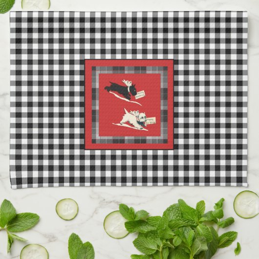  Schotse Terriers Scottie Dogs Christmas Theedoek (Gevouwen)