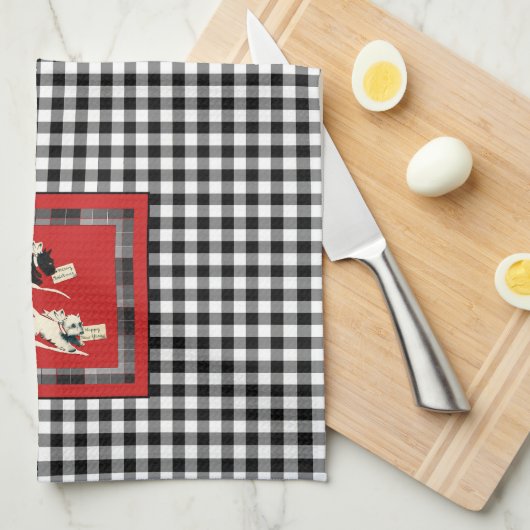  Schotse Terriers Scottie Dogs Christmas Theedoek (Quarter Fold)