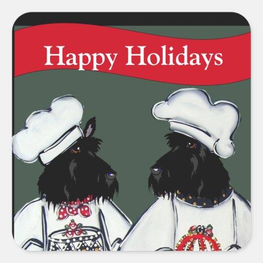 Schotse Terriers Vierkante Sticker (Voorkant)