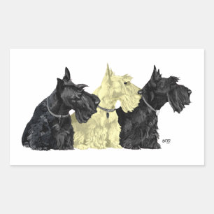 Schotse Terriers voor zwart en wieltjes Rechthoekige Sticker