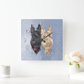 Schotse Terriers voor zwart en wieltjes Vierkante Klok (Huis)