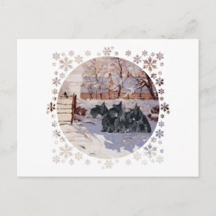 Schotse Terriërs Winter Ekster Briefkaart