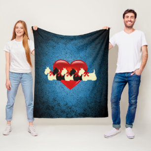 Schotse Terriërs, zwart, tarwe, hart, blauw Fleece Deken