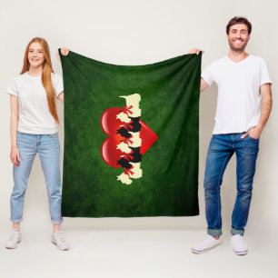 Schotse Terriërs, zwart, tarwekleurig, hart, groen Fleece Deken