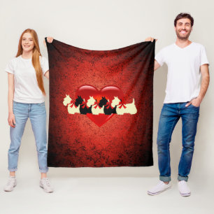 Schotse Terriërs, zwart, tarwekleurig, hart, rood Fleece Deken