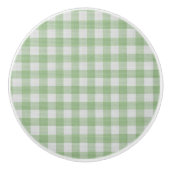 Schotse textuur van witte tartan en witte vlekacht keramische knop (Voorkant)