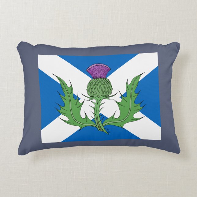 Schotse Thistle en Saltire Accent Kussen (Voorkant)